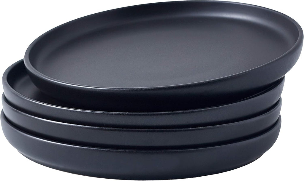 Matte 11-inch Ceramic Large Round Serving Plates and 5 Quart Cast Iron Double Dutch Oven Set with 10 inch Skillet Lid A764