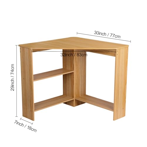 Light Brown Corner Desk with Drawers and Open Shelves R984696