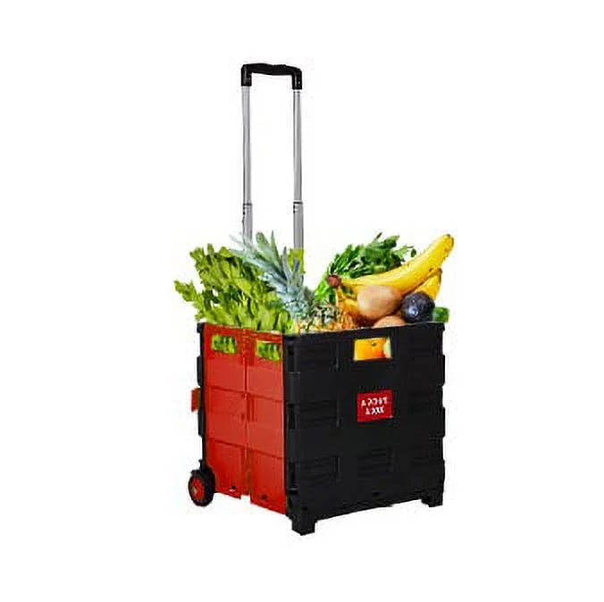 Red Folding Shopping Cart with Wheels Z429