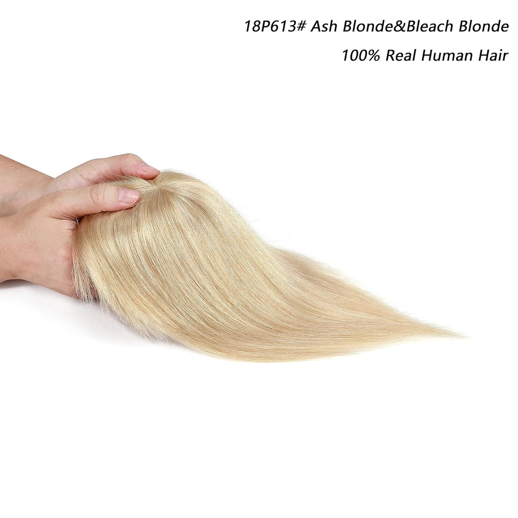 100% Real Human Hair Topper with Wispy Bangs Mono Base Crown Topper C41364