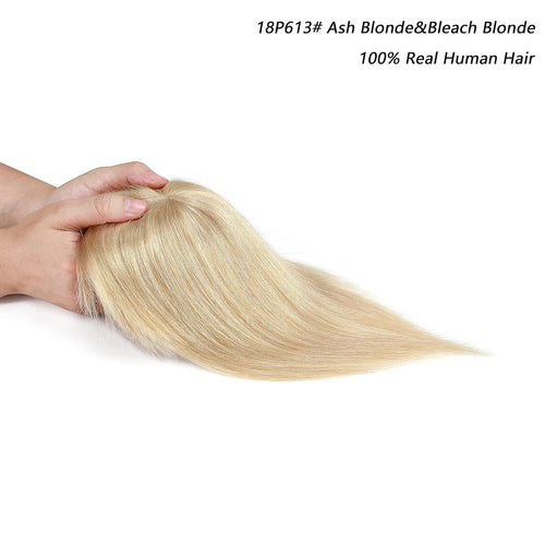 100% Real Human Hair Topper with Wispy Bangs Mono Base Crown Topper C41364