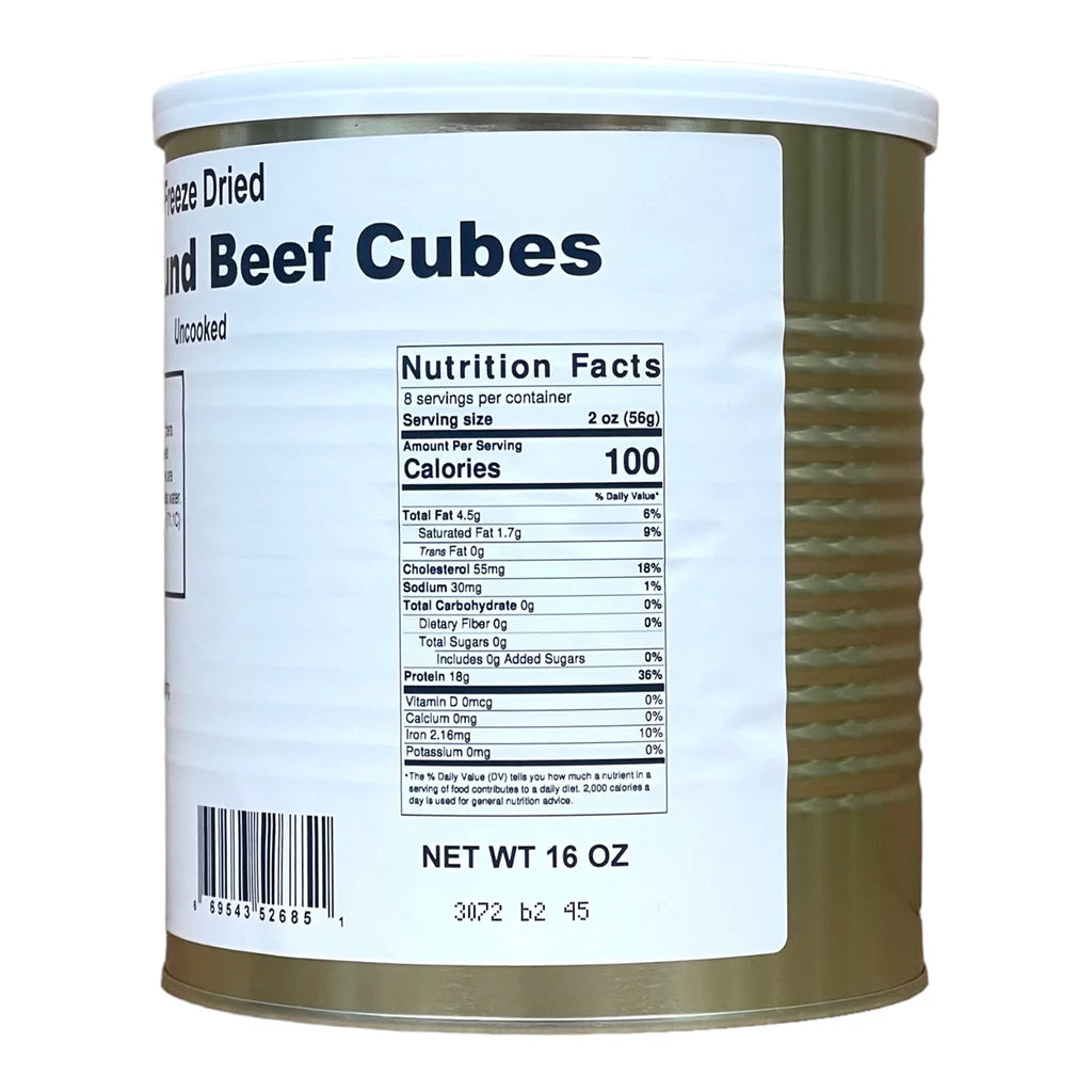 Freeze Dried Top Round Beef Cubes #10 Can Q88571