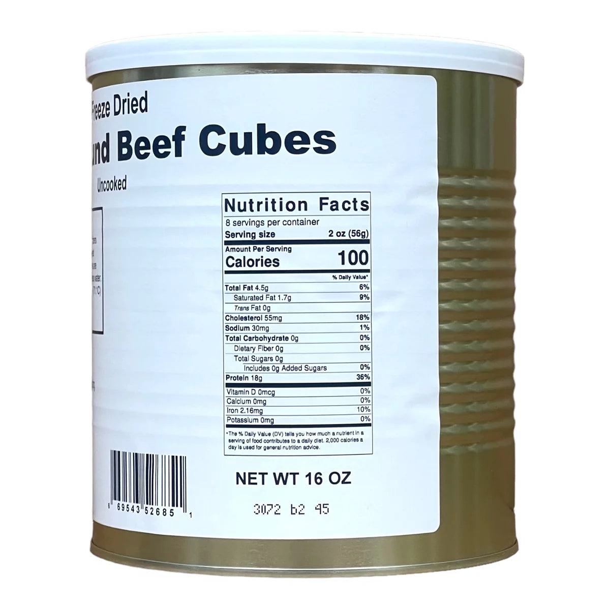 Freeze Dried Top Round Beef Cubes #10 Can Q88571