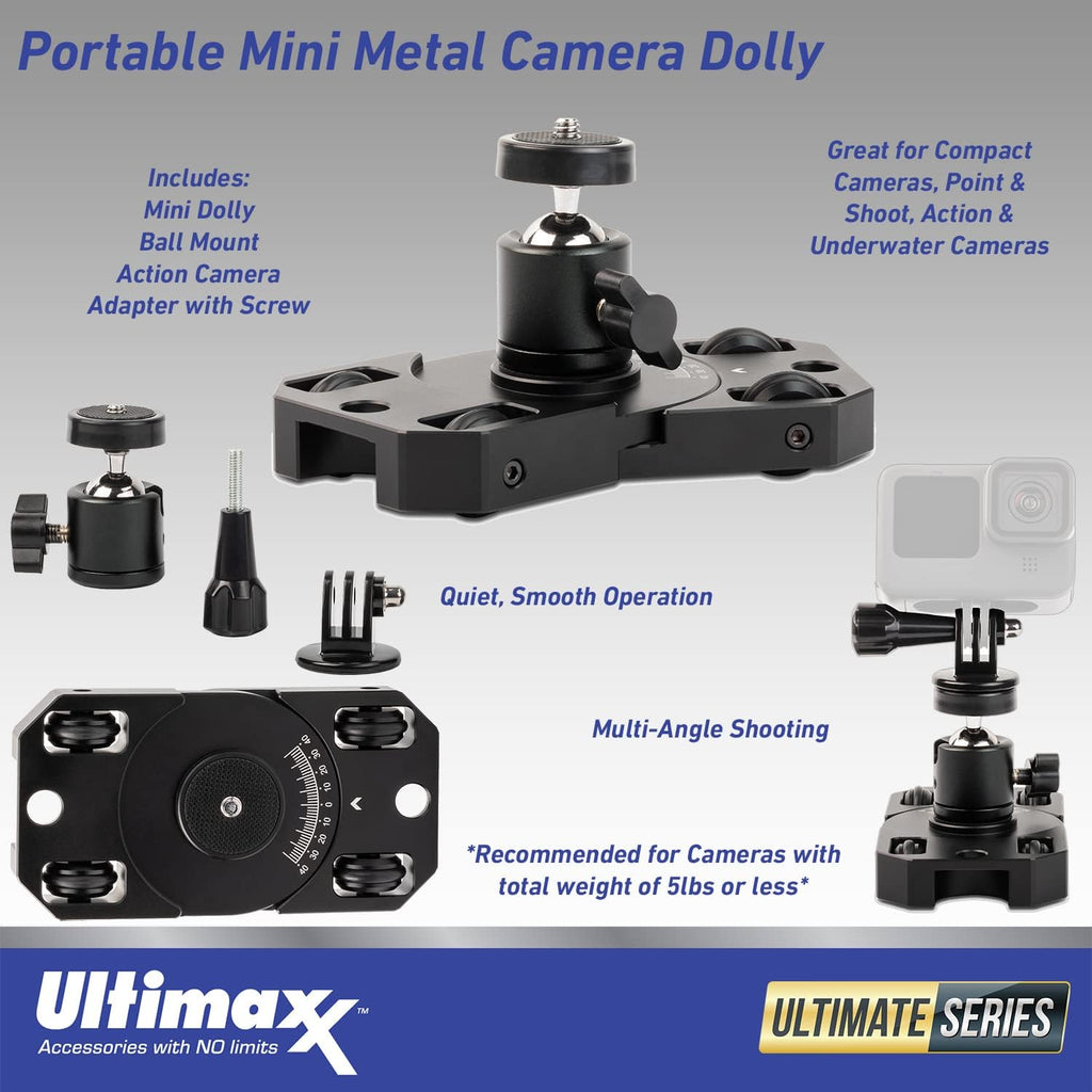 64GB Micro Extreme Memory Card, Portable Mini Metal Camera Dolly, Replacement Battery (1720 mAh), Dual Battery Pack Charger (17pc Bundle) S1373