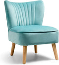 Velvet Armless Club Chair with Wood Legs F183292