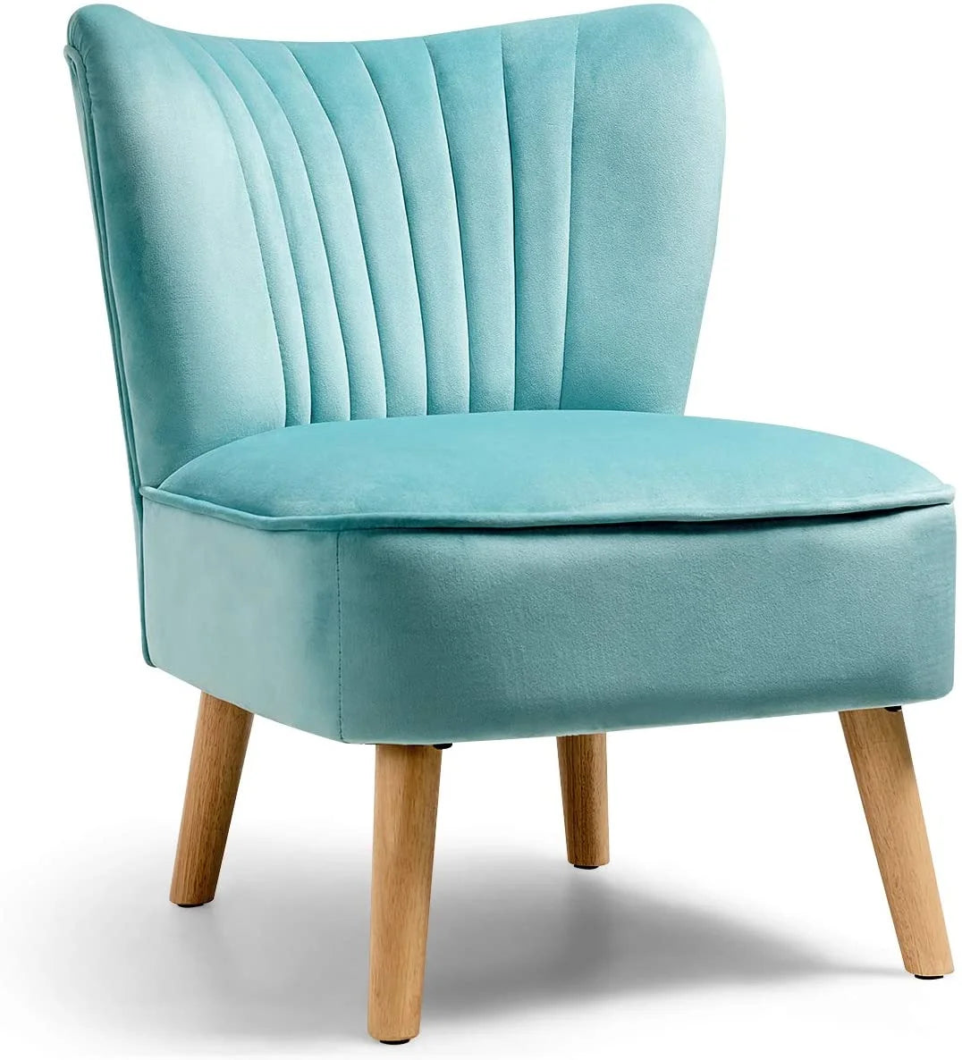 Velvet Armless Club Chair with Wood Legs F183292