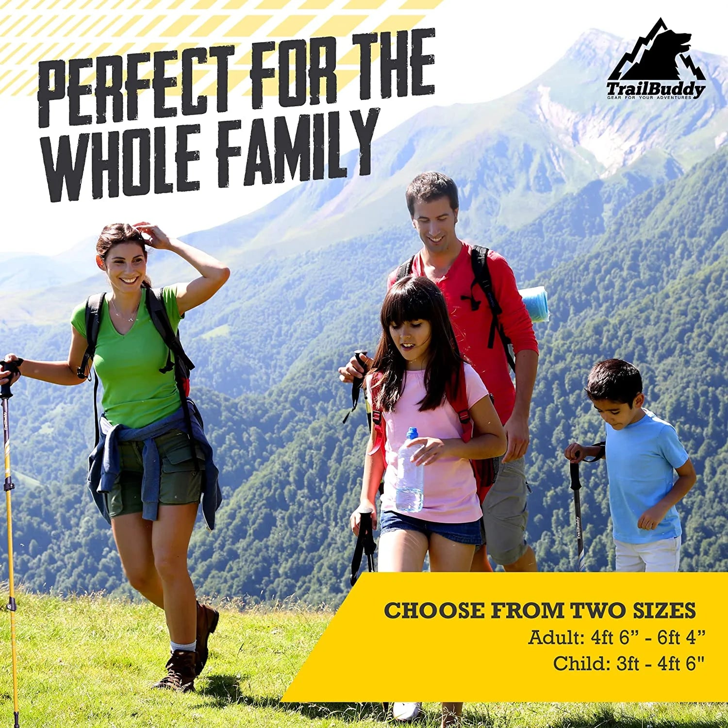 Pack of 2 Lightweight Adjustable Aluminum Hiking Poles Y7904