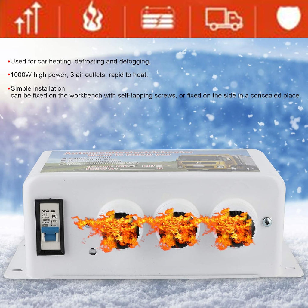 1000W 12V Portable Car Heater with 3 Air Outlet X66810