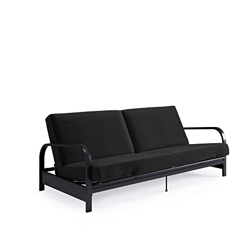 Black Metal Frame Futon Sofa with Coil Mattress L6351
