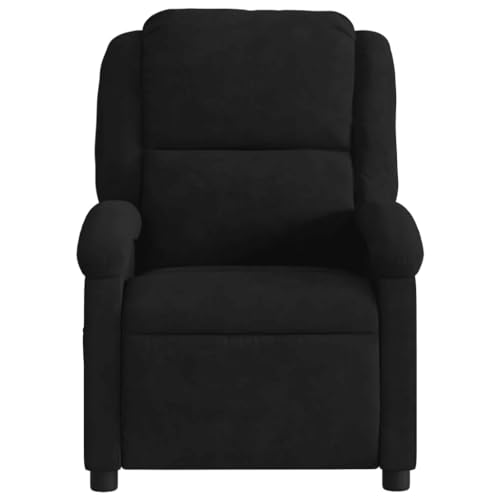 Black Velvet Massage Recliner Chair with Adjustable Footrest and Headrest X1648