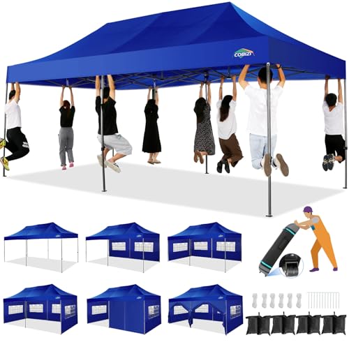 10x20 Heavy Duty Pop up Canopy Tent with 6 sidewalls White D595878