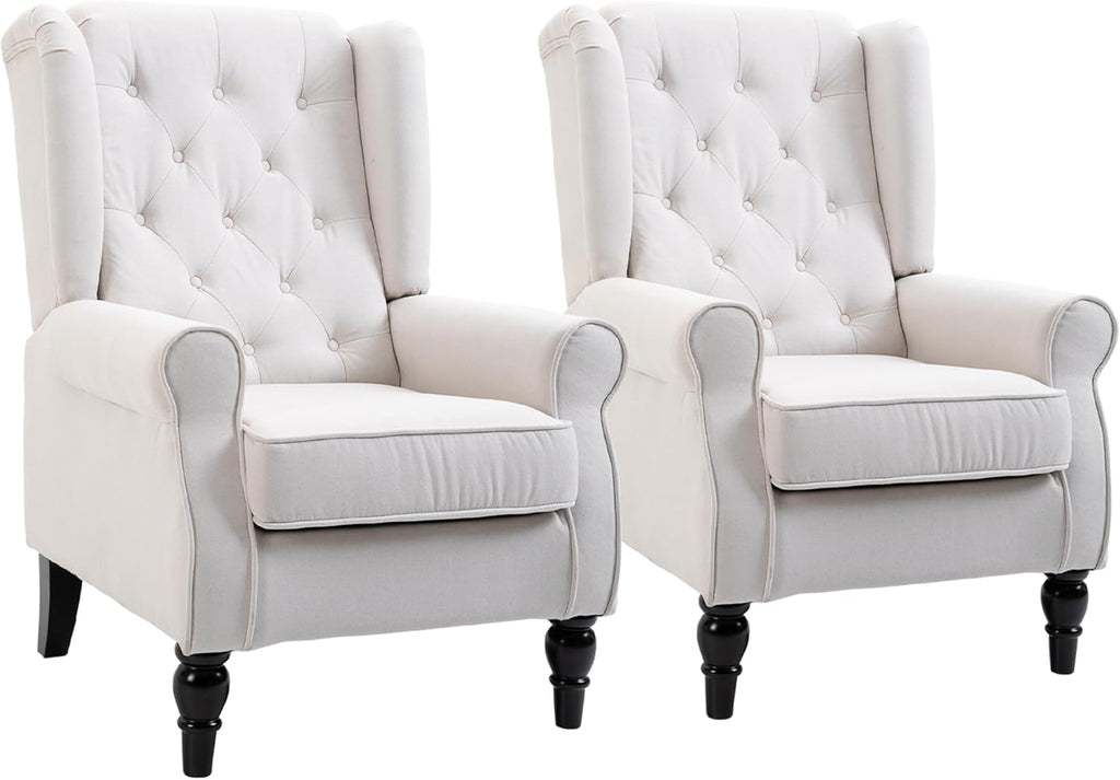Cream White Button-Tufted Accent Chair Set of 2 I539924