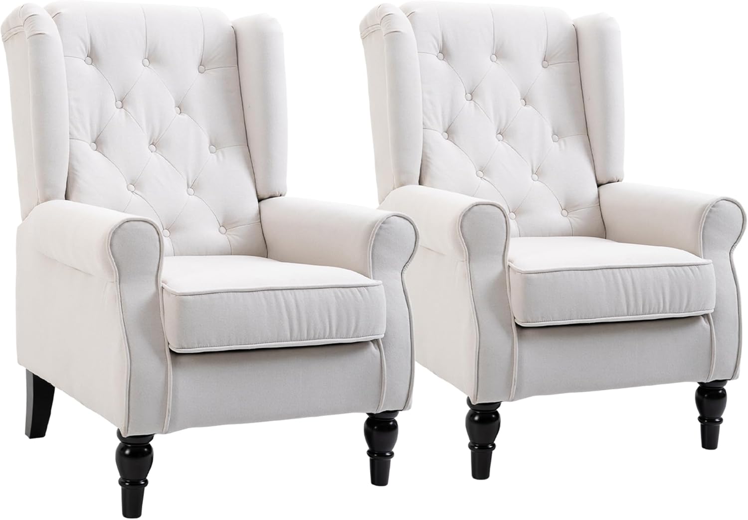 Cream White Button-Tufted Accent Chair Set of 2 I539924