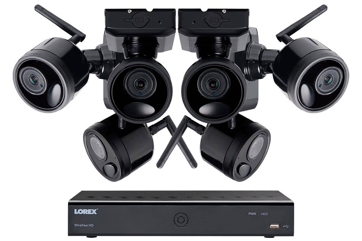 6 Rechargeable Black Wireless Camera System, 95ft Night Vision W927249