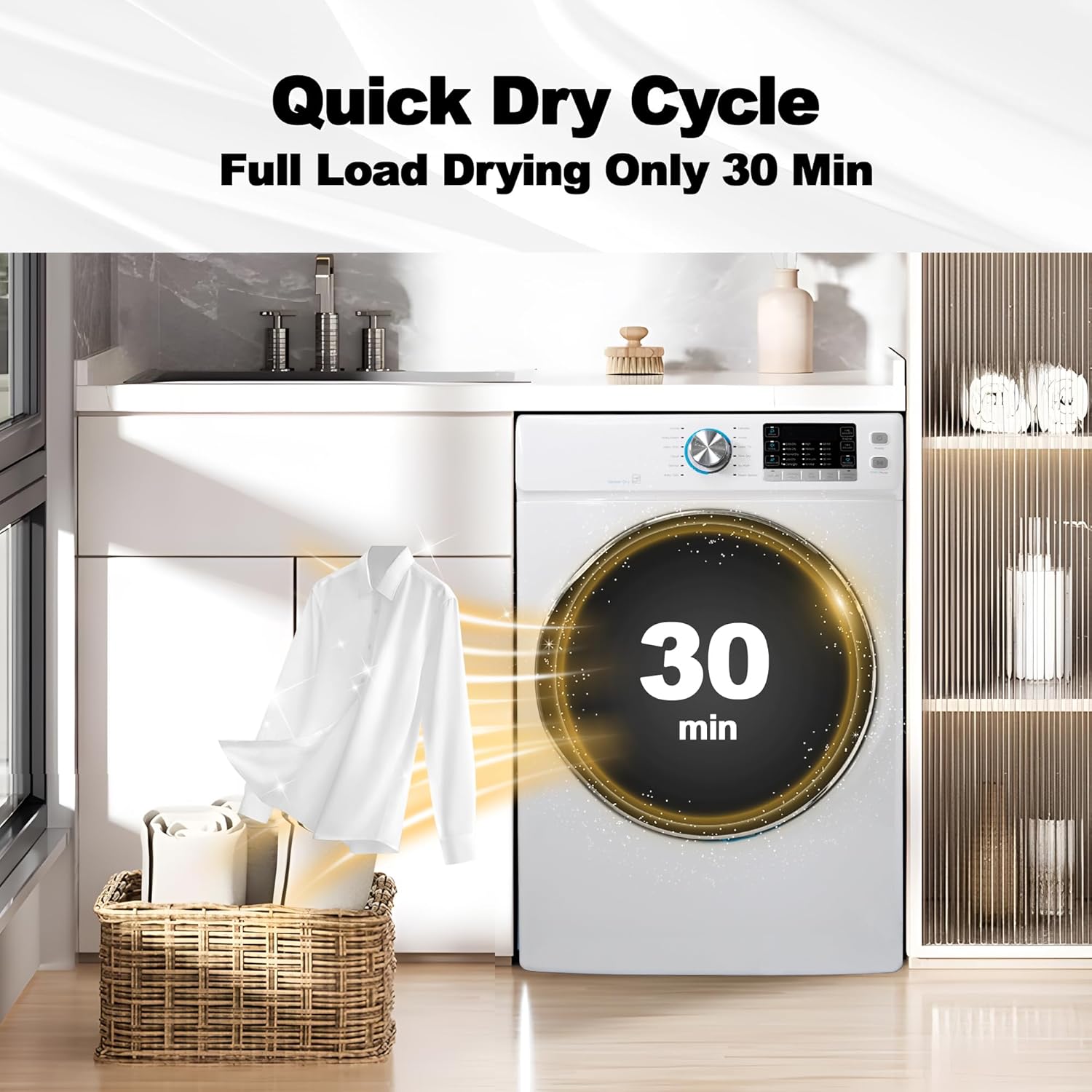Stackable Washer And Dryer Combo, 4.5 Cu. Ft Front Load Washing Machine + 8.0 Cu.Ft Clothes Dryer A3983