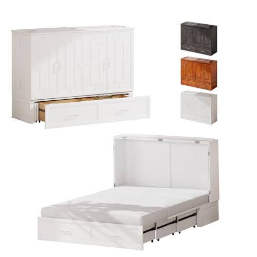 Queen Murphy Bed Cabinet with 2 Storage Drawers Y137