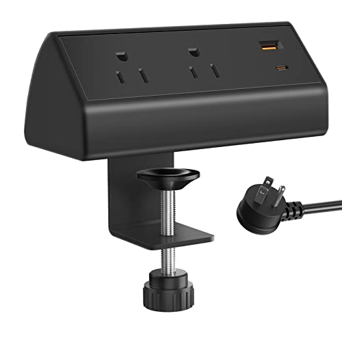 Black 6FT Surge Protector Desk Power Strip with USB C H61248