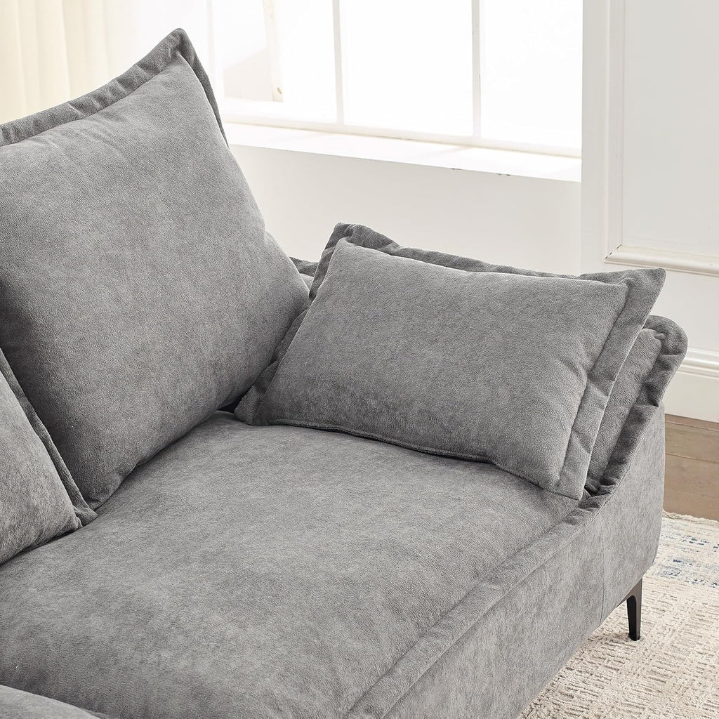 Grey Dutch Velvet 3-Seater Sofa with 2 Pillows Z13896