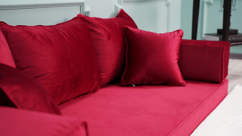 Red Velvet Floor Sofa Q81282