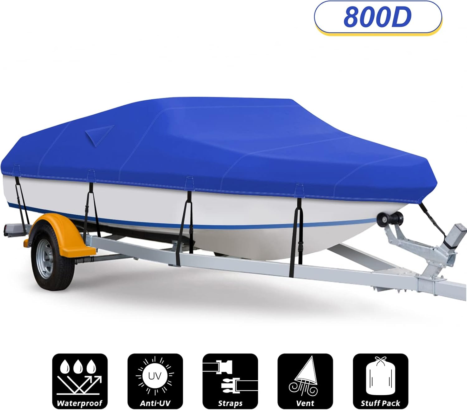 600D Waterproof Heavy Duty Gray Boat Cover 17-19 ft K319706