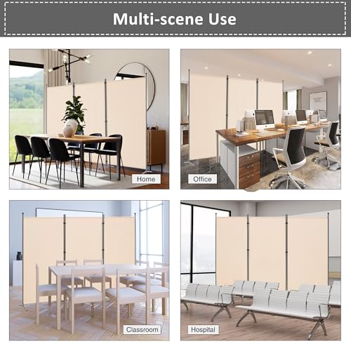 3 Panel Folding Fabric Room Divider, 102" W x 71" H (Black) R846772