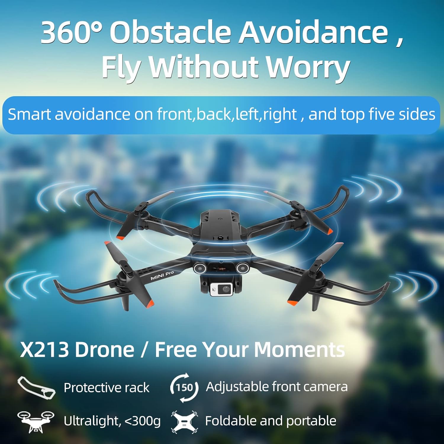 1080P HD FPV Mini Drone with Carrying Case, 2 Batteries X26900