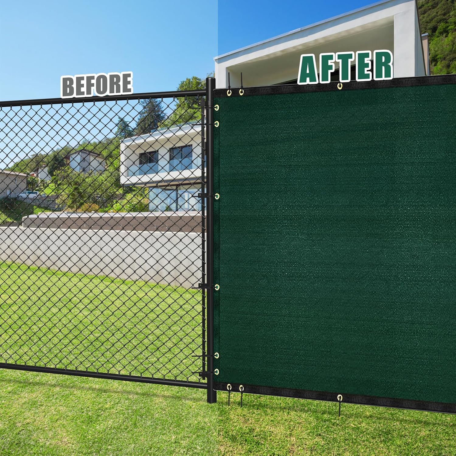 Green 6' x 50' Heavy Duty Privacy Fence Screen with Brass Grommets N30783