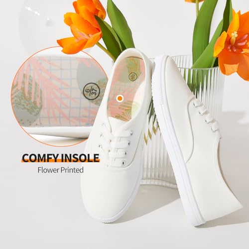White Low Top Canvas Sneakers Z683