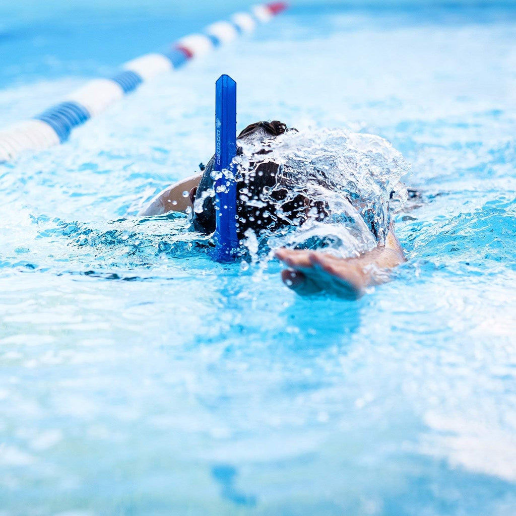 Blue Center Mount Snorkel with Silicone Mouthpiece and One-Way Purge Valve I3419