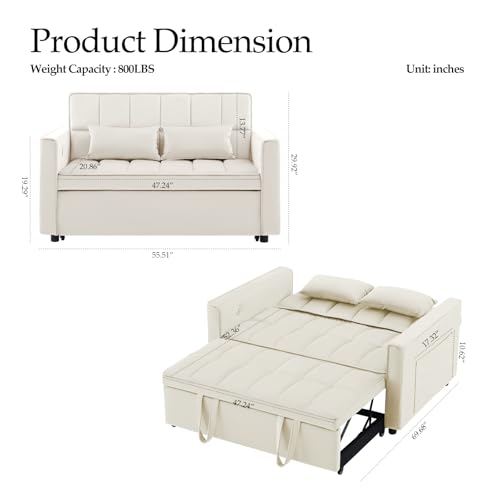Light Grey Velvet Convertible Sleeper Sofa Couch Bed with USB T667