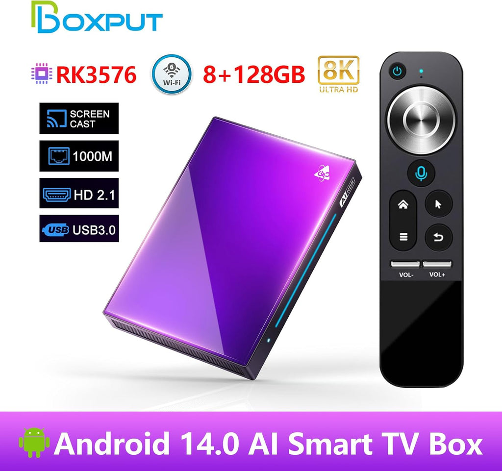 Android TV Box 8GB RAM 128GB ROM Android 14 WIFI6 1000M Ethernet BT5.4 P330