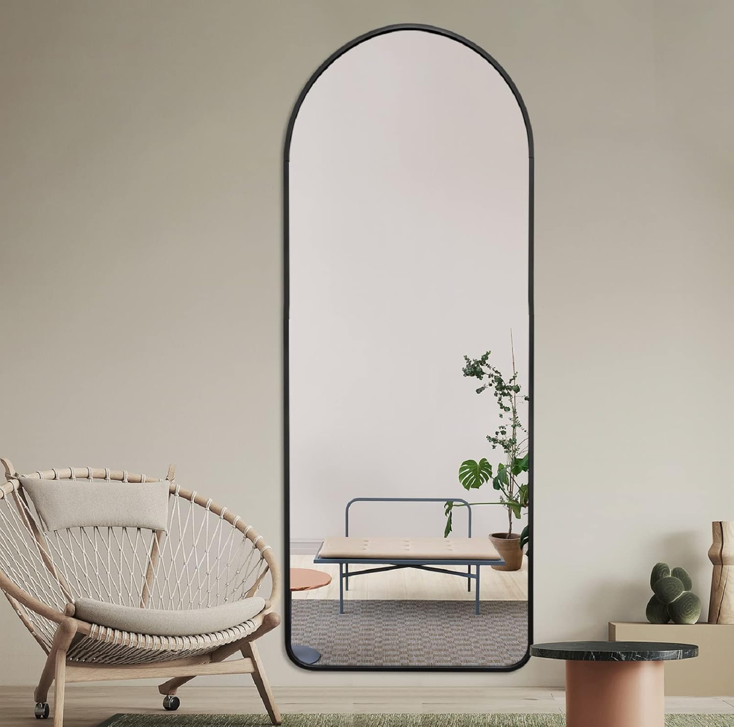 Black Arched Full Length Floor Mirror T85674
