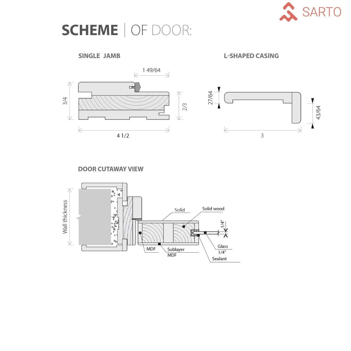 Solid French Double Doors 48 x 80 inches with Frosted Glass Wood Frame S816213
