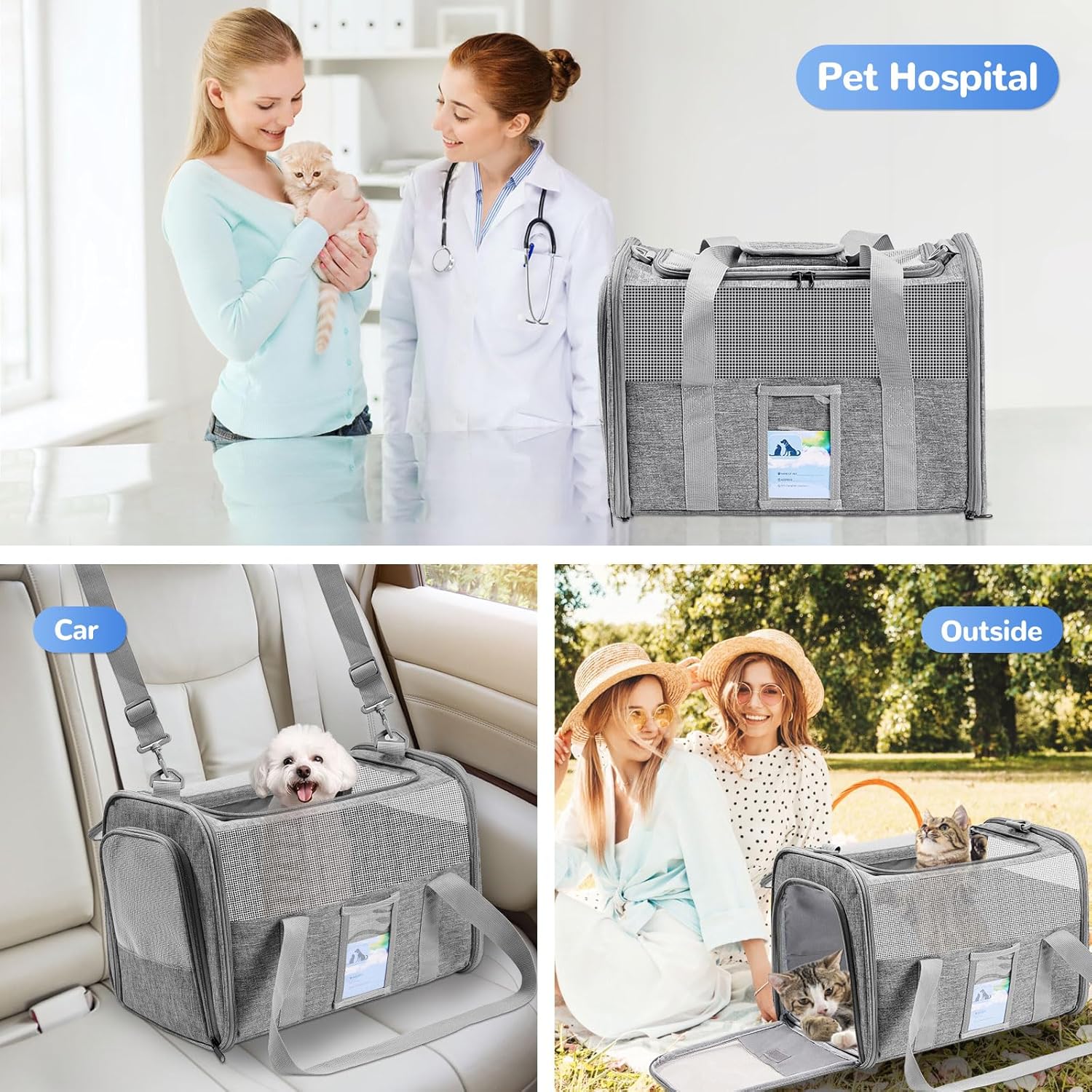 Gray Soft Sided Cat Carrier F208902
