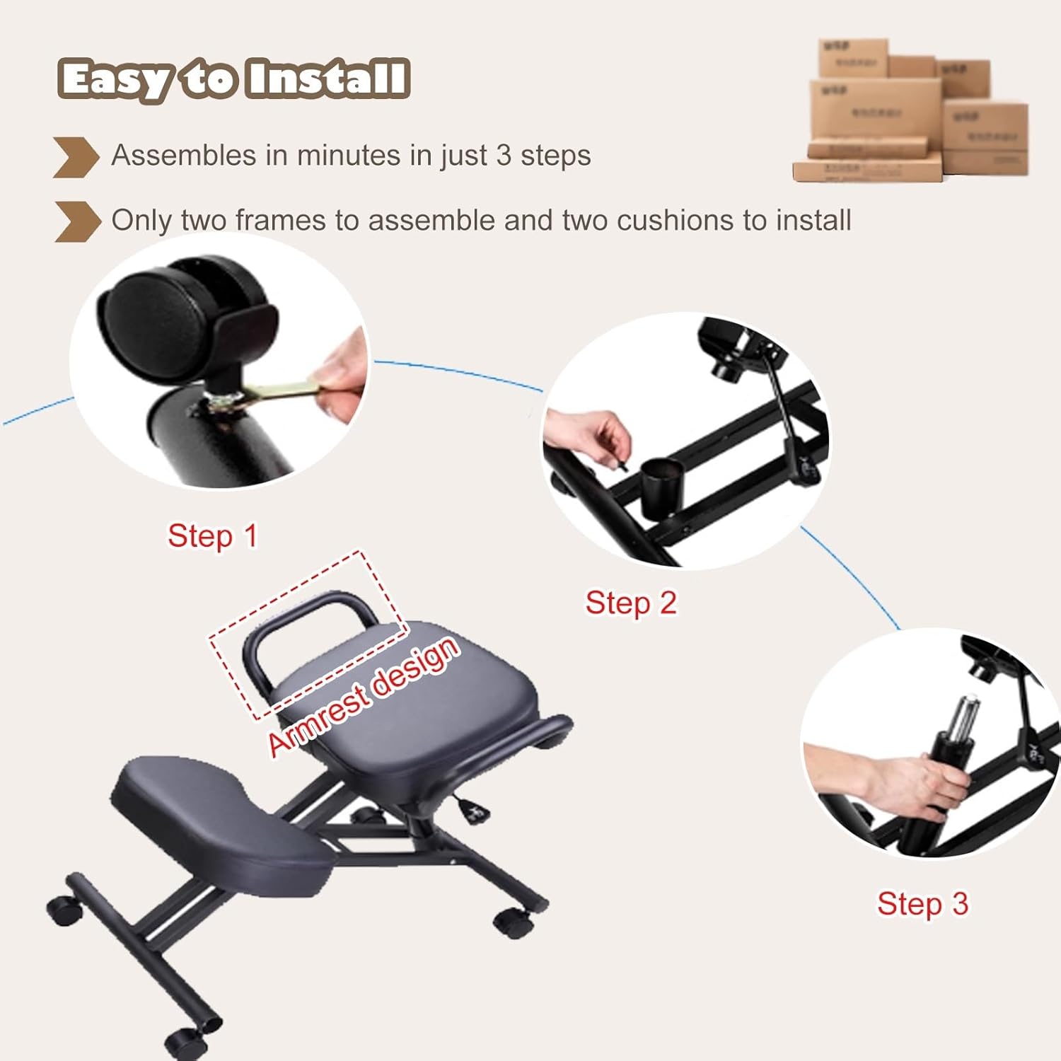 Ergonomic Kneeling Chair with Arm J42953