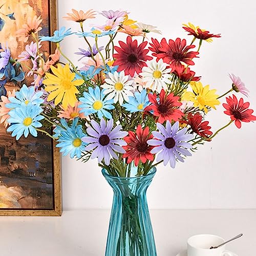 12 Bundles Artificial Silk Daisy UV Resistant Outdoor Fake Wildflowers with Stems Greenery Shrubs Plants (orange) N9596