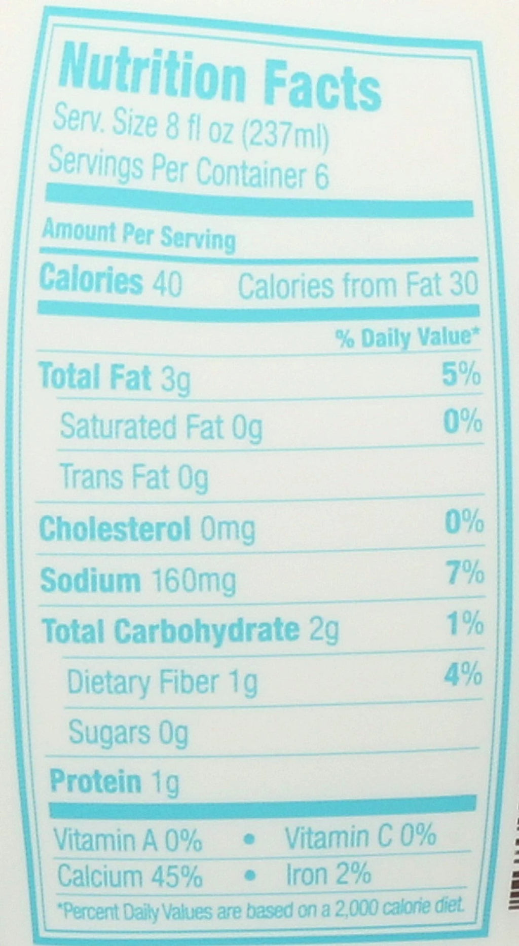 Unsweetened Vanilla Almond Milk, 48 Fluid Ounce -- 6 per case Q2326