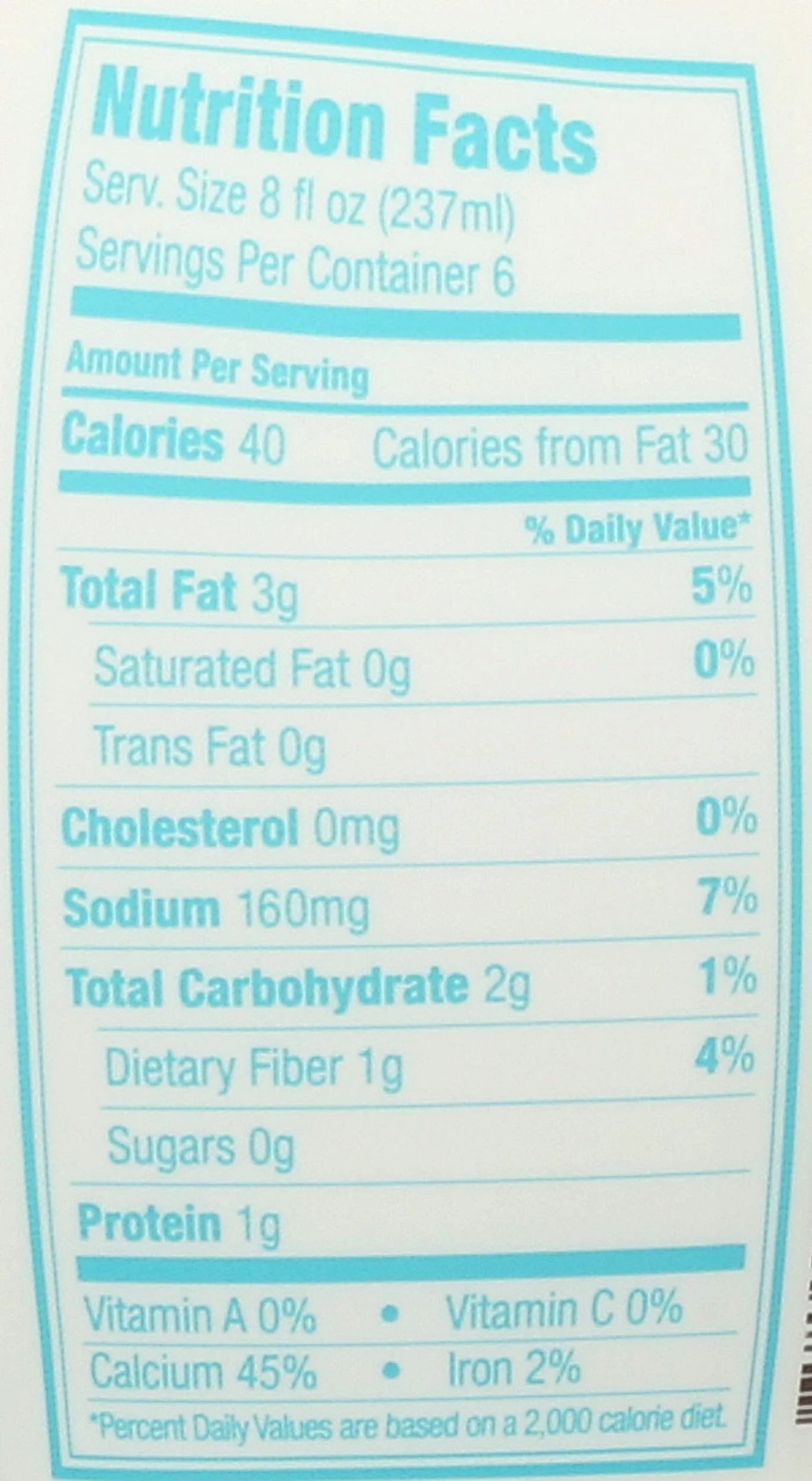Unsweetened Vanilla Almond Milk, 48 Fluid Ounce -- 6 per case Q2326