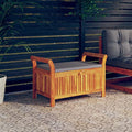 35.8" Solid Wood Acacia Outdoor Storage Bench with Seat Cushion J850