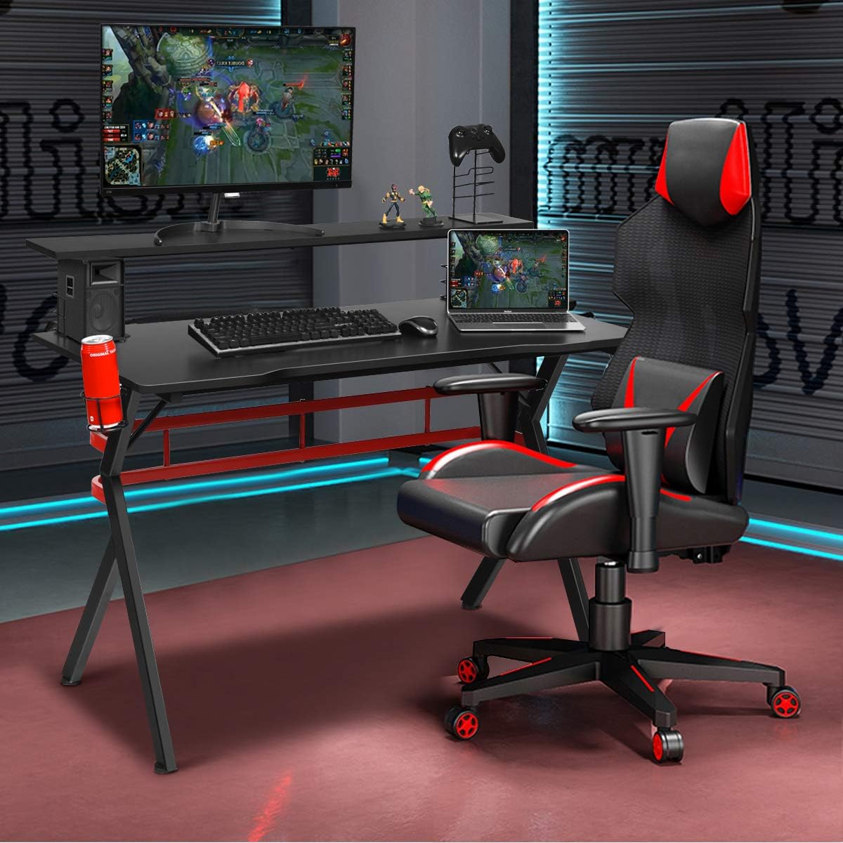 47.5" Gaming Desk with Monitor Shelf D4908