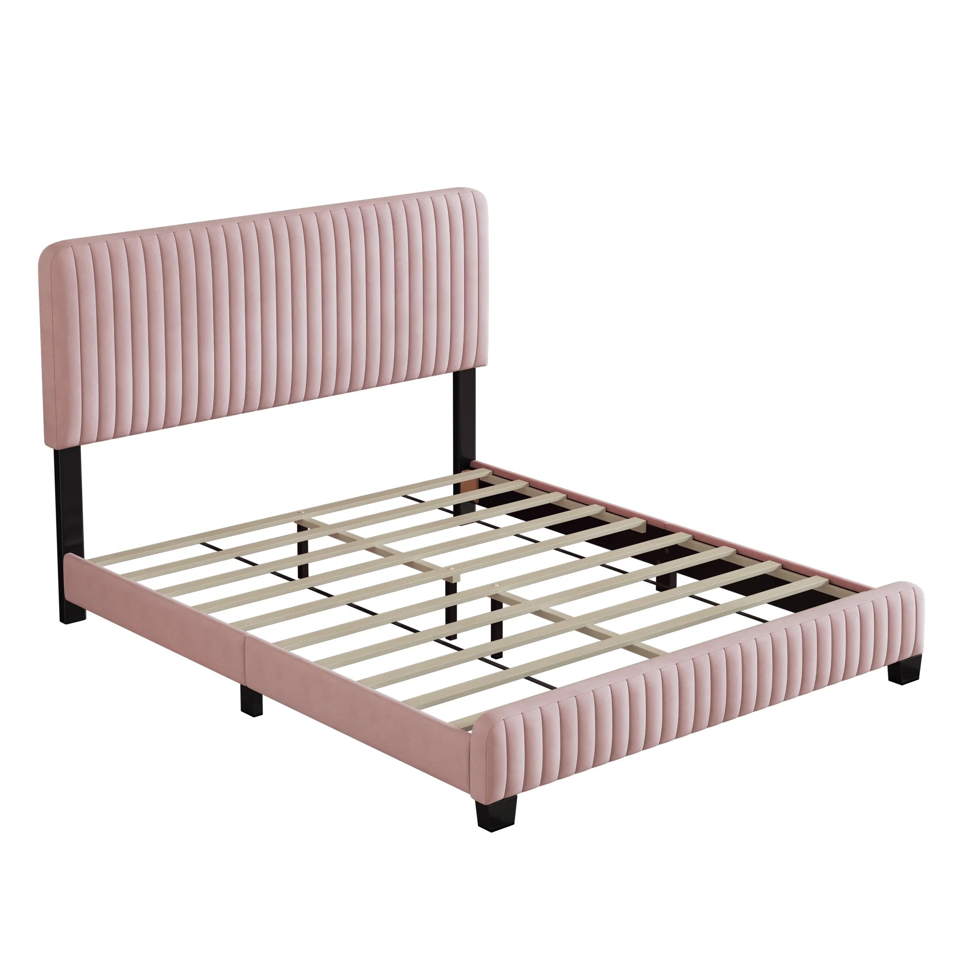 Pink Velvet Upholstered Platform Bed G865908