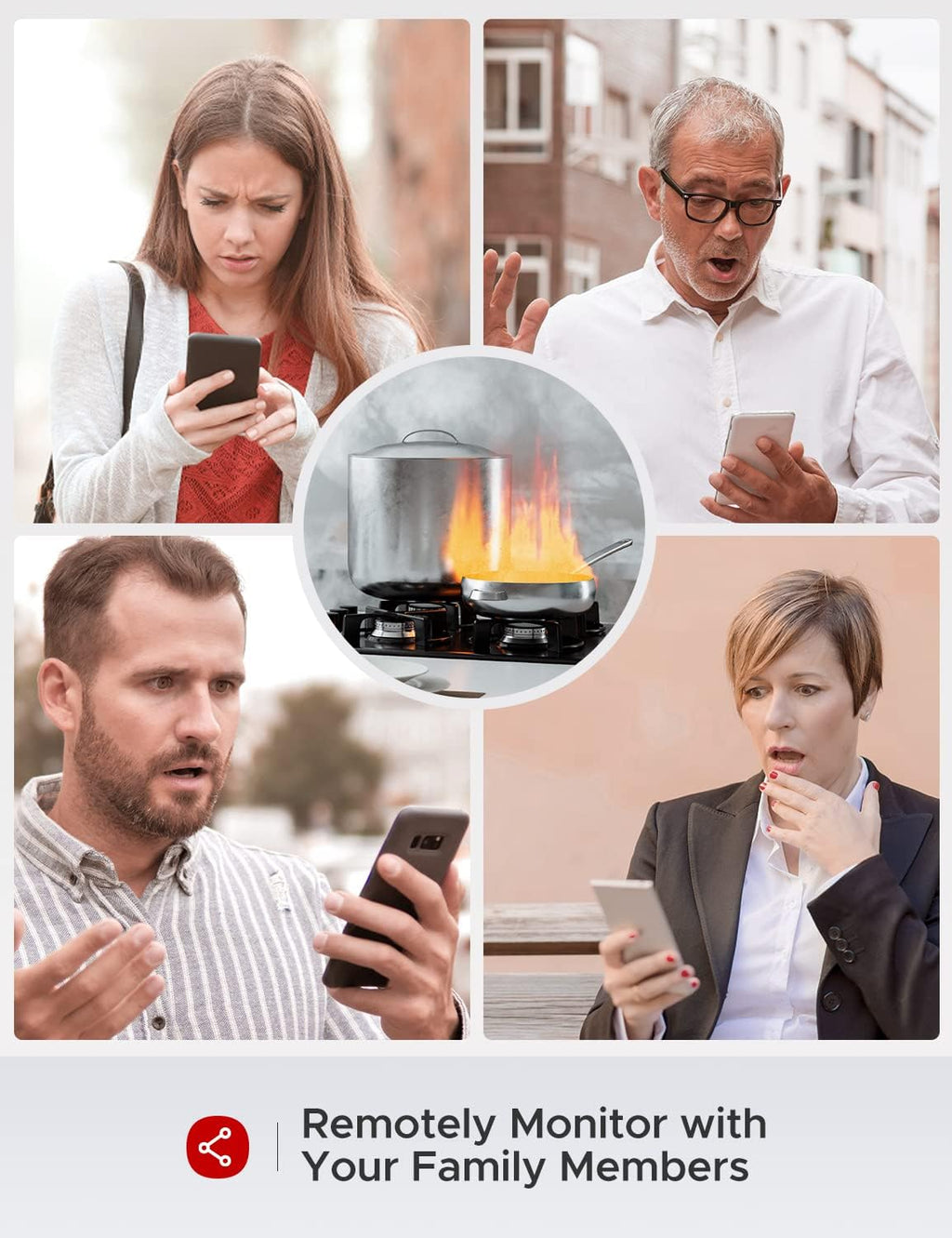 Smart Smoke Detector with Photoelectric Sensor, Replaceable Battery, Wi-Fi F987