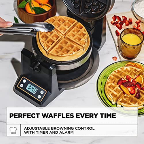 Double Rotating Belgian Waffle Maker with Nonstick Copper Plates Q9275
