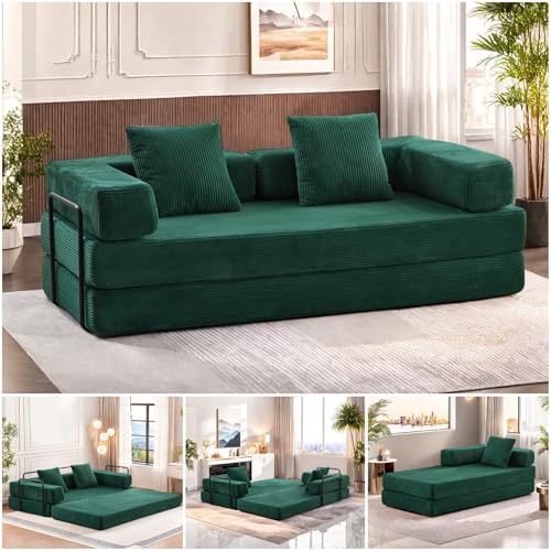 Dark Gray Chenille Convertible Floor Sofa Bed with Pillow Back & Armrest A96842