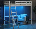 Twin Loft Bed with L-Shaped Desk and 3 Storage Drawers, Solid Wood, White K93929