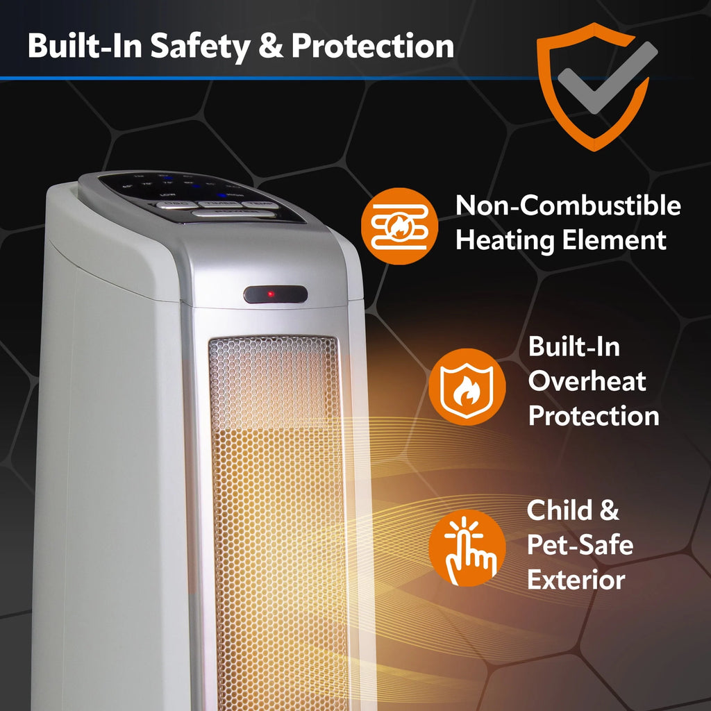 22.5 1500W Electric Oscillating Ceramic Tower Space Heater Black Y577531