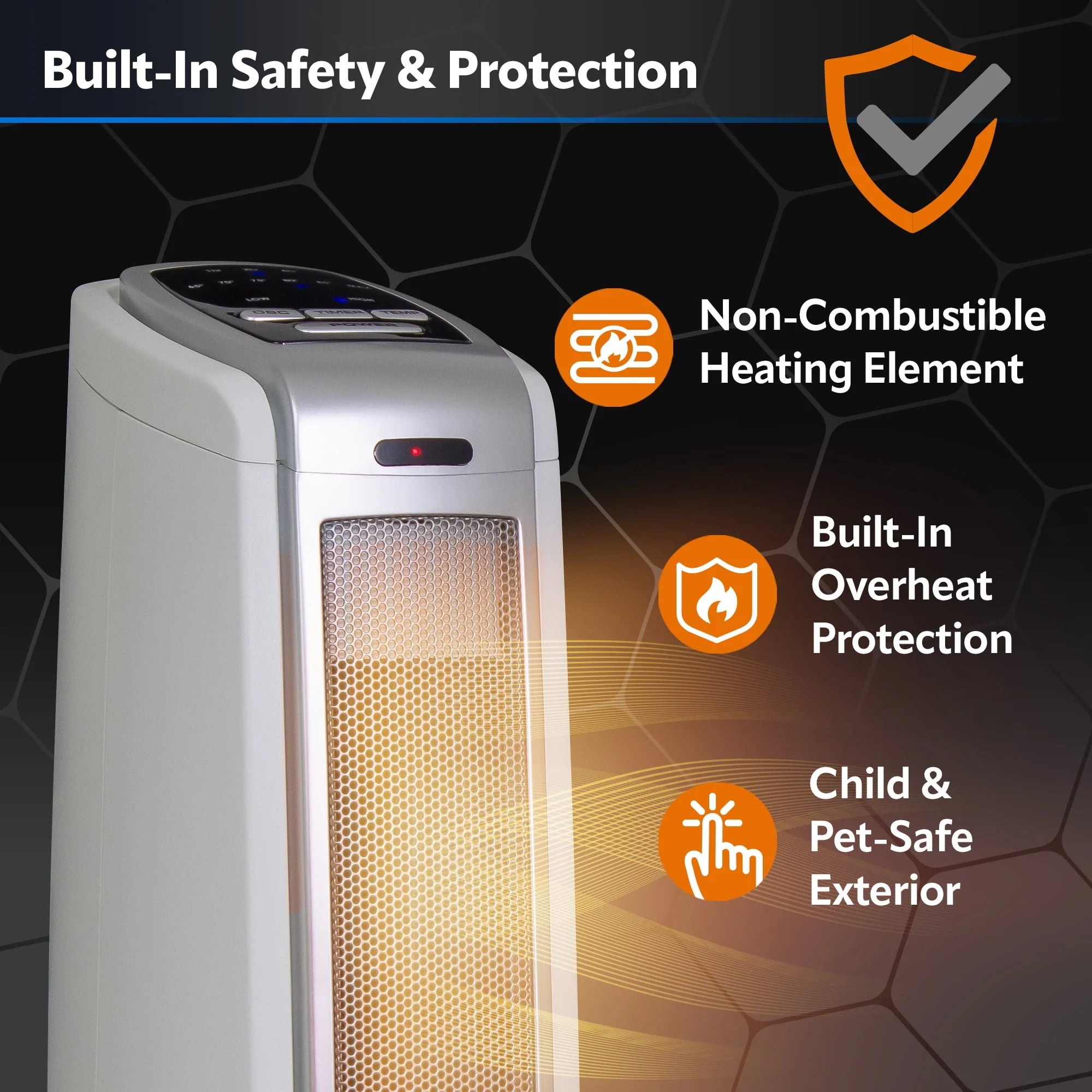 22.5 1500W Electric Oscillating Ceramic Tower Space Heater Black Y577531