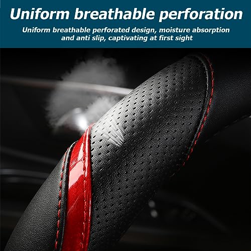 Leather Car Steering Wheel Cover, Universal 15 Inch H72178