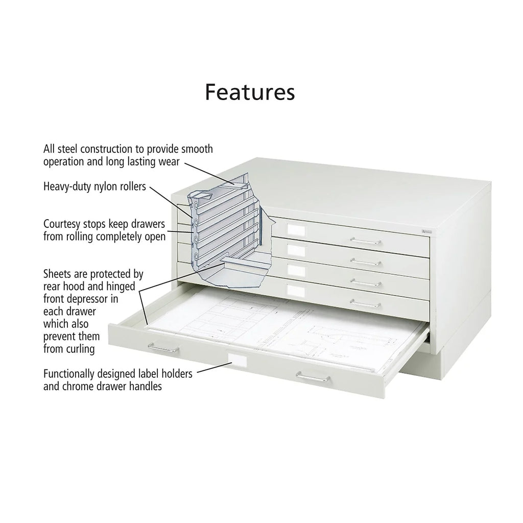 Light Gray 5 Drawer Metal Flat File Cabinet I187