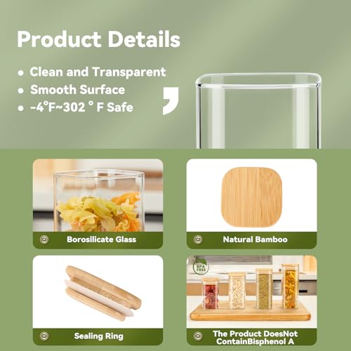 12 Pcs Glass Spice Jars with Bamboo Airtight Lids, 6 oz Spice Containers N795